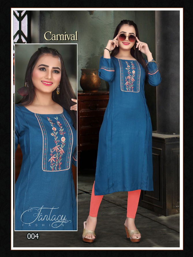 Aagya Carnival Rayon Designer Fancy Wear Printed Kurti Collection